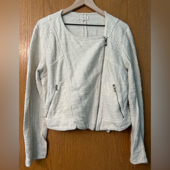 Lou & grey off white Moto jacket crochet zip Large asymmetrical jacket Crop - Picture 12 of 15